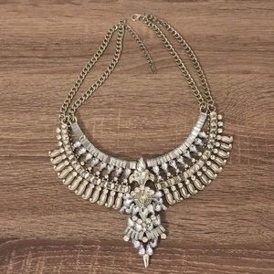 Fayola Silver Crystal Statement Necklace